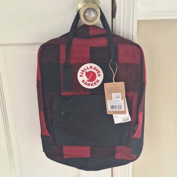 NWT Fjallraven Kanken Backpack Red Black Plaid Re-Wool Unisex main image 4